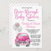 Invitation Une Fille À Travers Une Voiture Baby shower (Devant / Derrière)