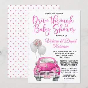 Invitation Une Fille À Travers Une Voiture Baby shower