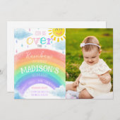 Invitation Une Fille Au-Dessus De L'Arc-En-Ciel Photo D'Anniv (Devant / Derrière)