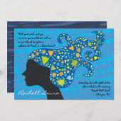 Invitation Une fille avec des étoiles dans ses cheveux Bat mi (Devant / Derrière)