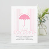Invitation Une fille. | Coeurs mignons et Baby shower paraplu (Debout devant)