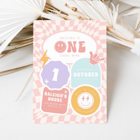 Invitation Une fille Cool | 1er Anniversaire de Patinage Retr