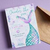 Invitation Une fille de 1er anniversaire de la Sirène de Mer