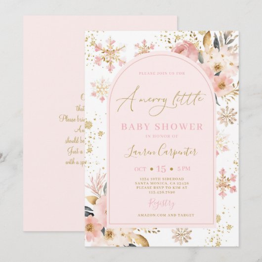 Invitation Une Fille de Bébé de Fête de Naissance Joyeuse (Devant / Derrière)