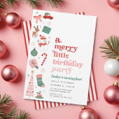 Invitation Une Fille de Fête d'Anniversaire de Noël Petit et