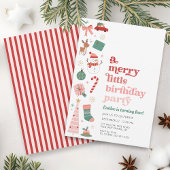 Invitation Une Fille de Fête d'Anniversaire de Noël Petit et