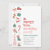 Invitation Une Fille de Fête d'Anniversaire de Noël Petit et (Devant)