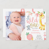 Invitation Une fille de la jungle mignonne première photo d'a (Devant / Derrière)
