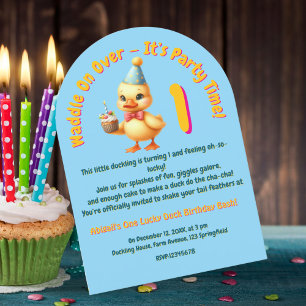 Invitation Une fille de photo Lucky Duck Anniversaire de enfa