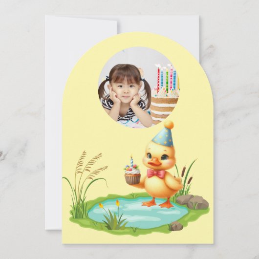 Invitation Une fille de photo Lucky Duck Anniversaire de enfa (Dos)