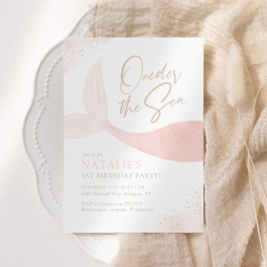 Invitation Une fille de sirène rose de mer fête d'anniversair