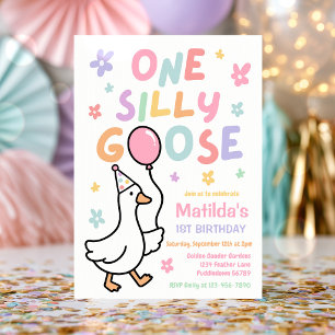 Invitation Une fille d'oie idiote pastel fête d'anniversaire