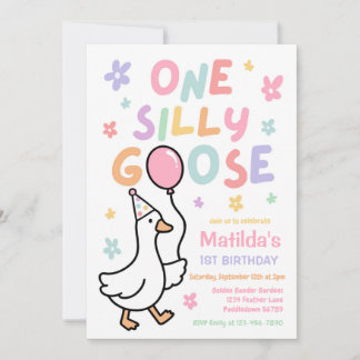Invitation Une fille d'oie idiote pastel fête d'anniversaire