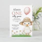 Invitation Une fille d'oie sotte premier anniversaire (Debout devant)