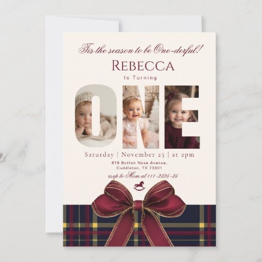 Invitation Une fille douloureuse 1er anniversaire Photo Prepp (Devant)