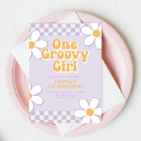 Une Fille Groovy Rétro Vérification Lilac Daisy