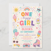 Invitation Une fille heureuse Anniversaire coloré (Devant)