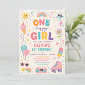 Invitation Une fille heureuse Anniversaire coloré (Debout devant)