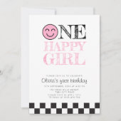 Invitation Une Fille Heureuse Joyeuse Visage rose (Devant)