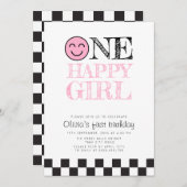 Invitation Une Fille Heureuse Joyeuse Visage rose (Devant / Derrière)