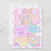 Invitation Une fille heureuse Patch Varsity Prépa 1er Anniver (Devant)