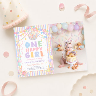 Invitation Une fille heureuse Photo de fête d'anniversaire di