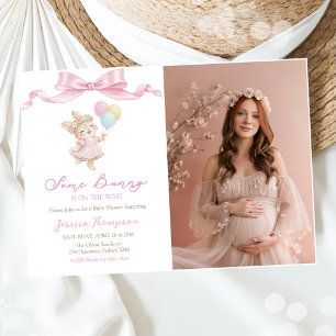 Invitation Une fille lapin rose bébé shower fête Photo