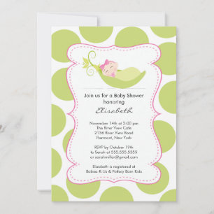 Invitation Une Fille Moderne Dans Le Baby shower De Pois