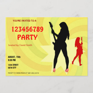 Invitation Une fille palying la guitare électrique