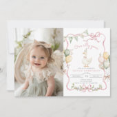 Invitation Une fille Pastel Oie Silly 1er Anniversaire Photo (Devant)