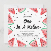 Invitation Une fille pastèque One in a Melon 1er anniversaire (Devant)
