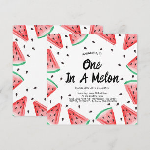 Invitation Une fille pastèque One in a Melon 1er anniversaire