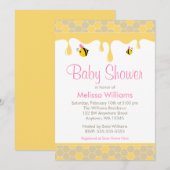 Invitation Une fille rose bourdonne d'abeilles de miel Invita (Devant / Derrière)