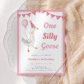 Invitation Une fille rose d'oie sotte 1er anniversaire Invita
