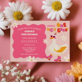 Invitation Une fille rose d'oie sotte Anniversaire des enfant