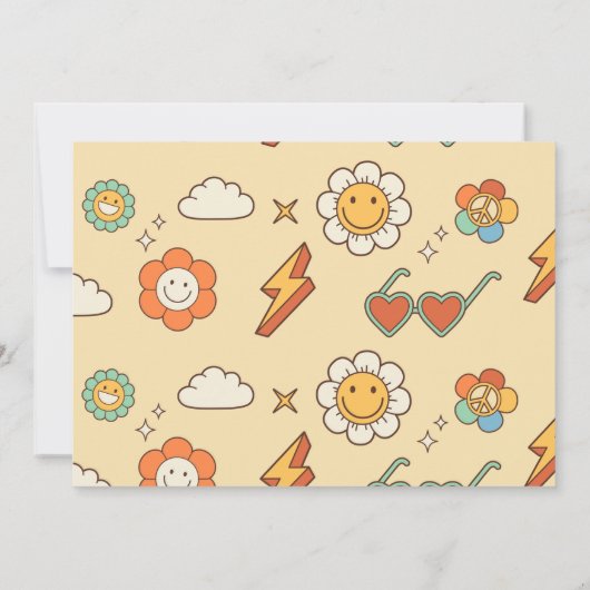 Invitation Une fille Super Retro Arc-en-ciel 1er anniversaire (Dos)