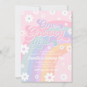 Invitation Une fille Super Retro Daisy Rose Rainbow Anniversa (Devant)