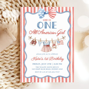 Invitation Une fille tout à fait américaine 1er anniversaire