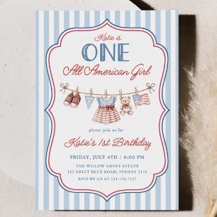Invitation Une fille tout à fait américaine 1er anniversaire