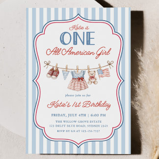 Invitation Une fille tout à fait américaine 1er anniversaire