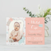 Invitation Une fille tribale première photo rose d'anniversai (Debout devant)