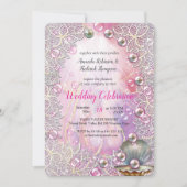 Invitation Une finition rose et Marbre blanc avec or brossé (Devant)