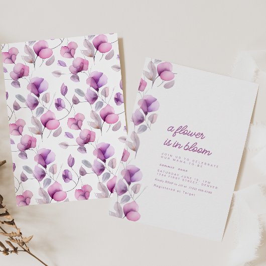 Invitation Une Fleur Est En Baby shower Violet Fleur Invitati