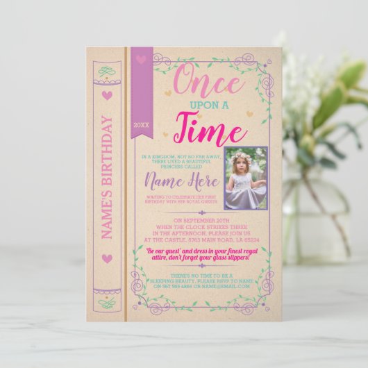 Invitation Une Fois, Histoire D'Un Livre D'Anniversaire Photo (Debout devant)