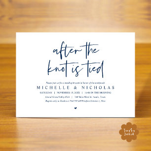 Invitation Une fois le noeud noué, Moderne Post Mariage Brunc