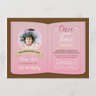 Invitation Une Fois Photo Anniversaire Livre D'Histoire Rose