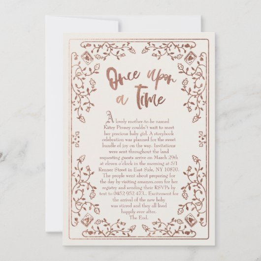 Invitation Une Fois Sur Un Baby shower De Histoire (Devant)