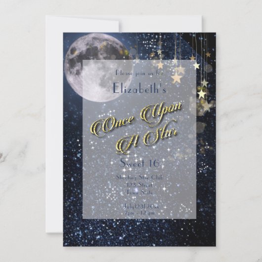 Invitation Une Fois Sur Un Star Sweet 16 Pleine lune Or (Devant)