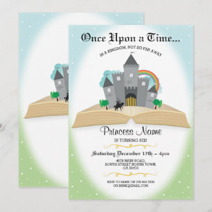 Invitation Une fois sur une histoire livre Princesse Annivers