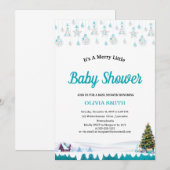 Invitation Une forêt hivernale de douche de bébé un peu joyeu (Devant / Derrière)